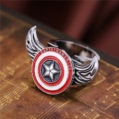 Captain America Shield Angel Wings Rotatable Ring