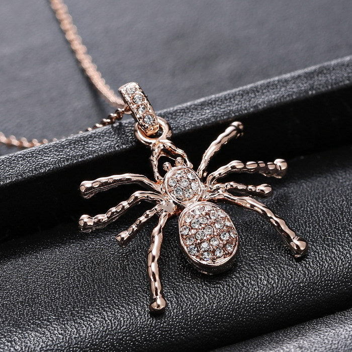 Gold Crystal Necklaces Spider Pendant Necklace Fashion wedding Jewelry For Women Hot Sale luxury Summer Style Newest Rose